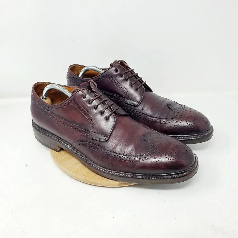 Campanile Shoes Mens 10 Brown Leather Wingtip Derby Full Brogue Medallion Oxford